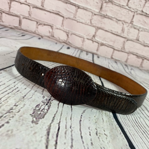 Vintage Brown Genuine Crocodile Leather Belt main image 3
